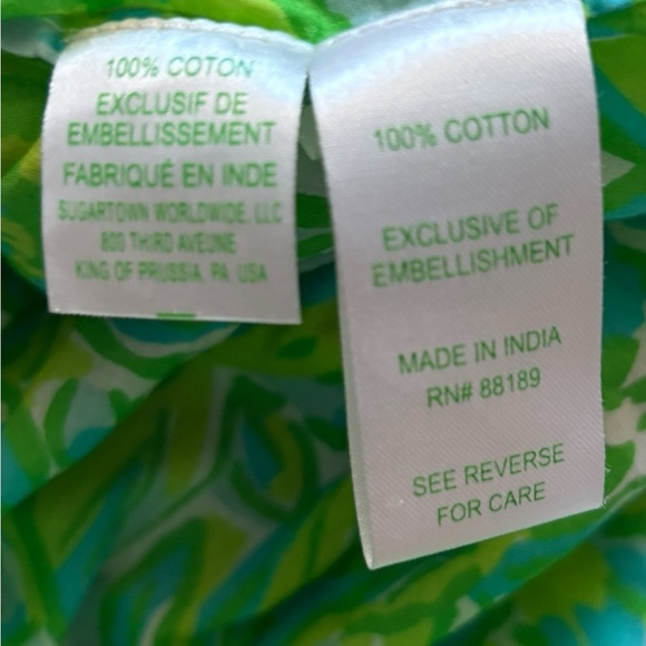 Lilly Pulitzer Sarasota Beaded Tunic Fresh Citrus Aqua Blue Lime Green size S - Picture 9 of 9